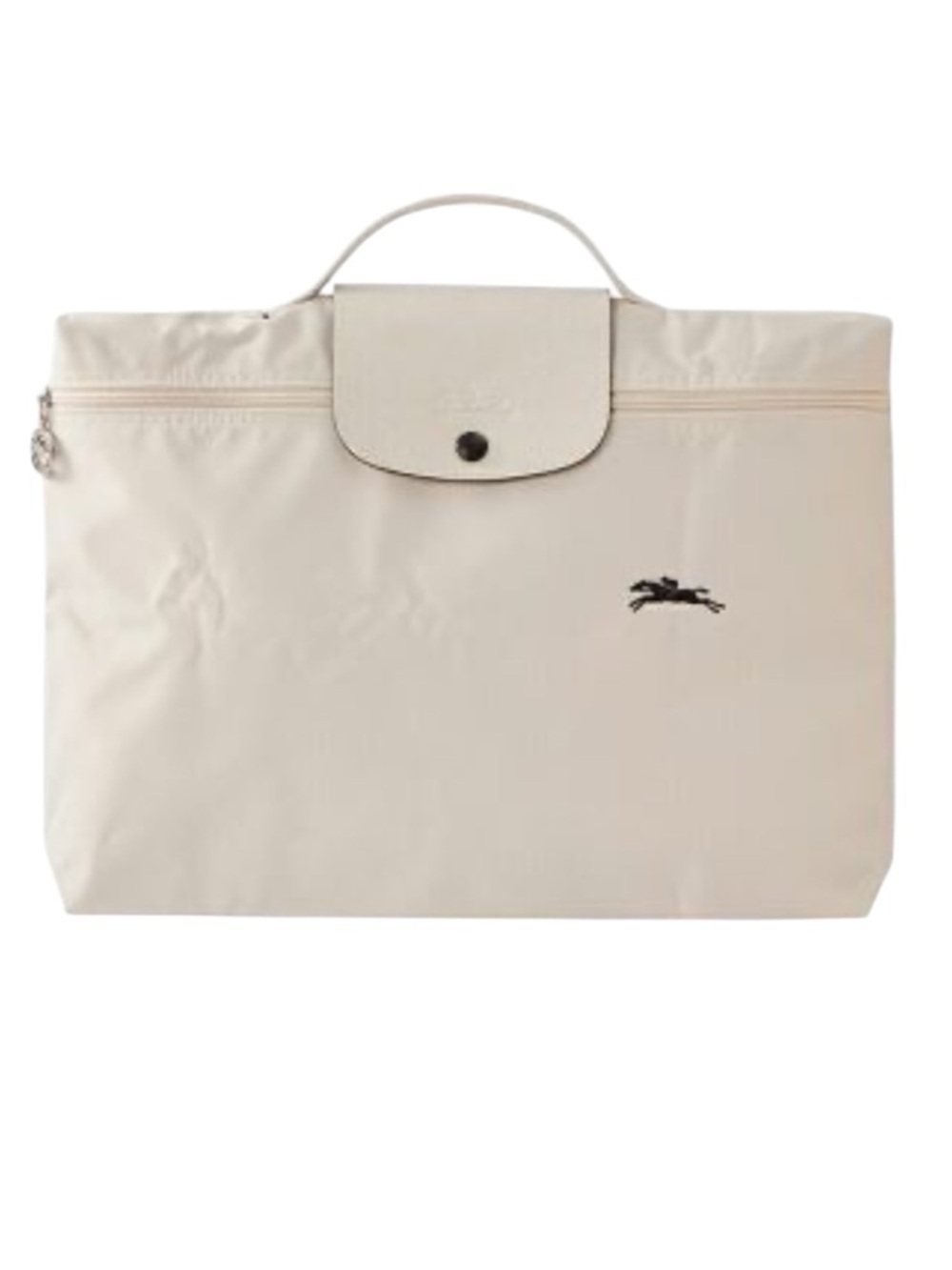 Longchamp Cream Nylon Laptop Briefcase with Top Handle